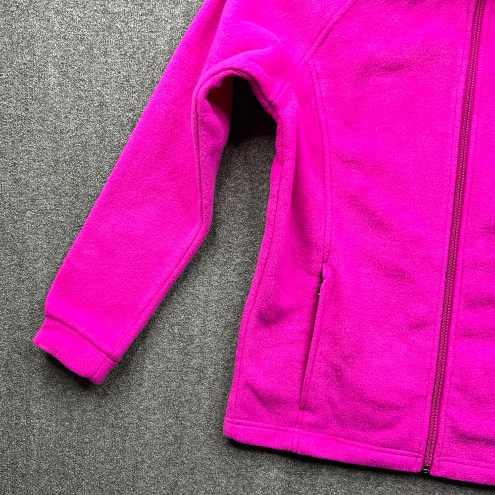 Columbia Fleece Jacket Girls L? Pink Full Zip Mock Neck Raglan Sleeve 3185